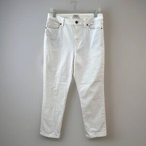 LL Bean Classic Fit Ankle Jeans Womens 10 White DenimStraight Leg Casual Stretch